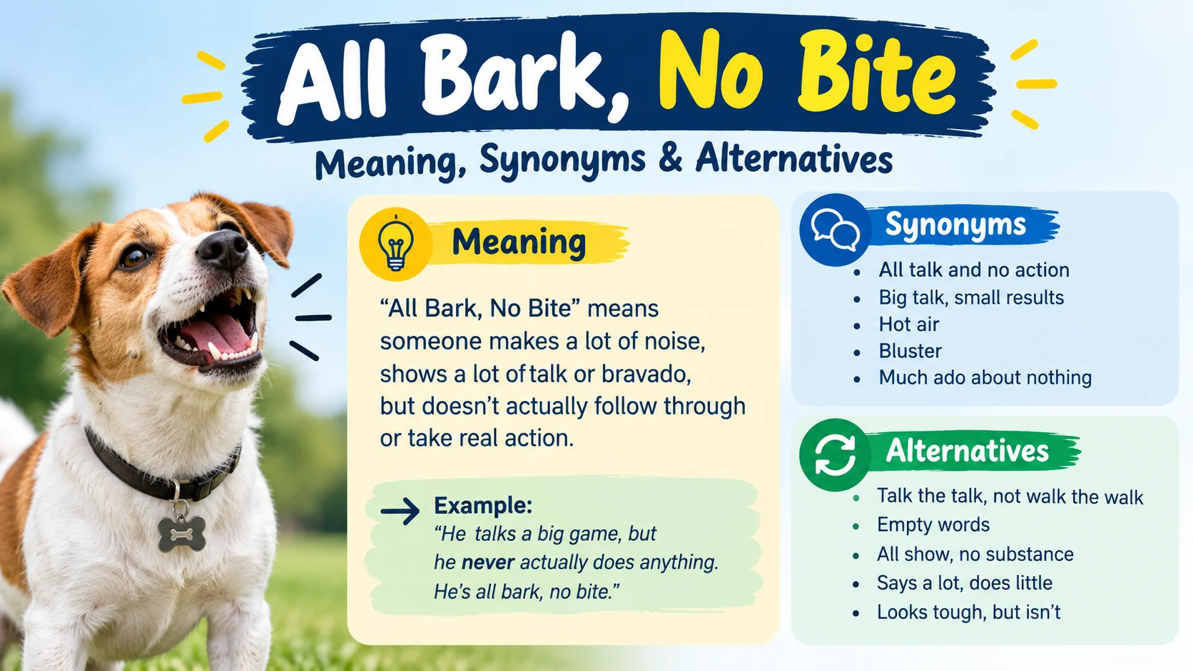 “All Bark, No Bite Meaning, Synonyms & Alternatives